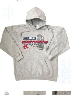 Lee Gray Pullover Hoodie with Red & Blue Boston Graphics